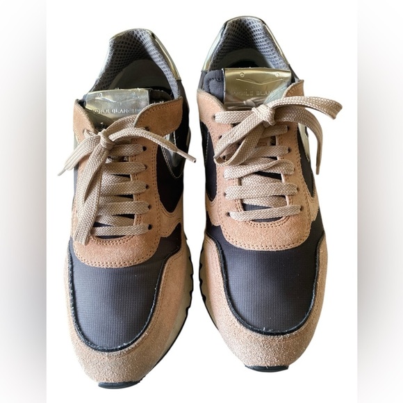 VOILE BLANCHE JULIA POWER Suede & Washed Fabric Sneakers PeachPink & Grey 40/10 - Picture 5 of 13